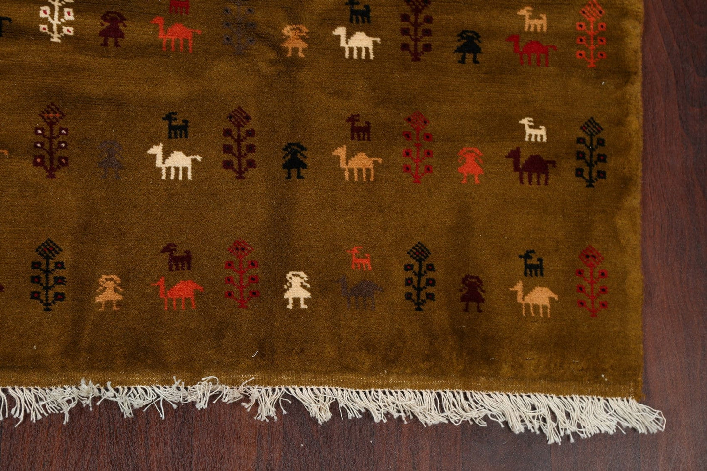 Little Animals Design Brown Gabbeh Persian Area Rug 5x6