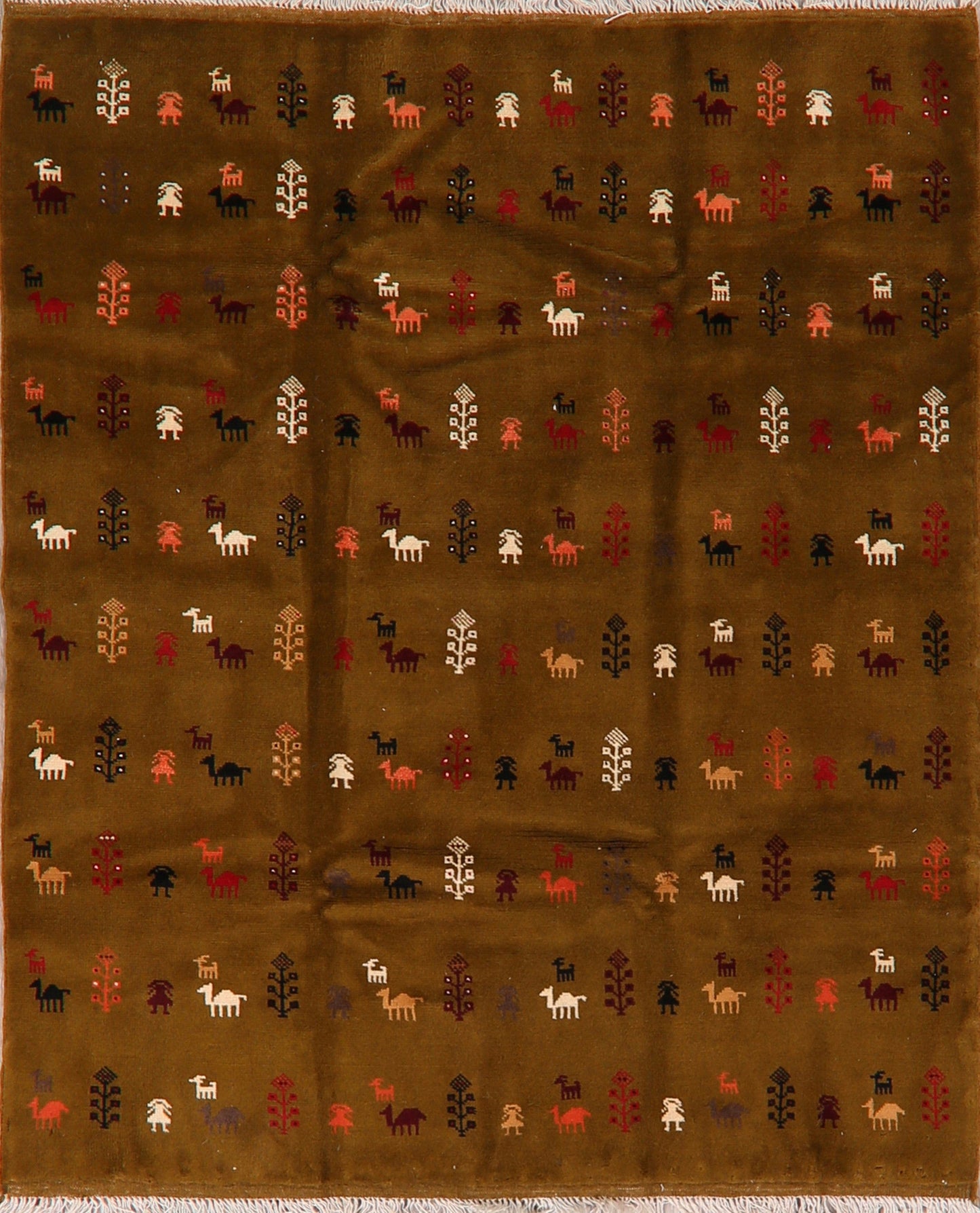 Little Animals Design Brown Gabbeh Persian Area Rug 5x6