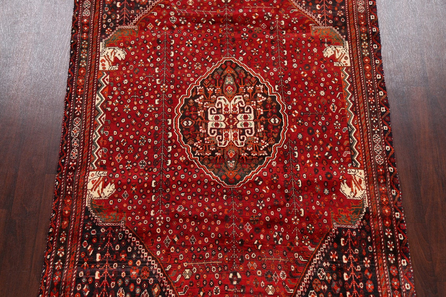 Vintage Geometric Red Malayer Persian Area Rug 5x9