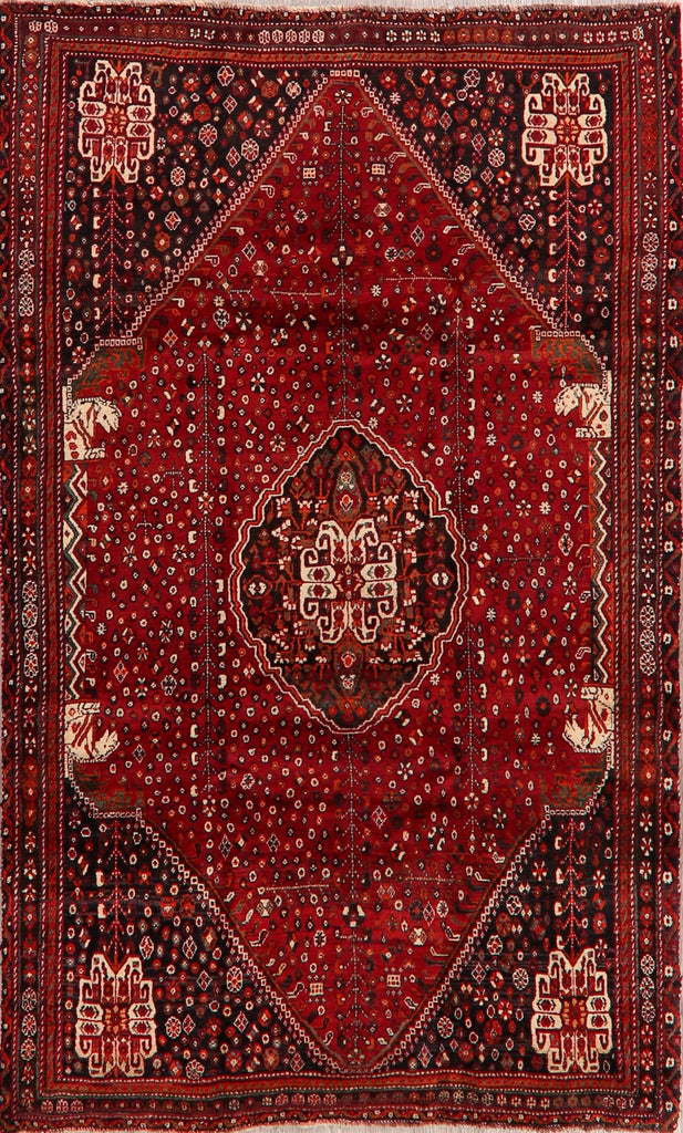 Vintage Geometric Red Malayer Persian Area Rug 5x9