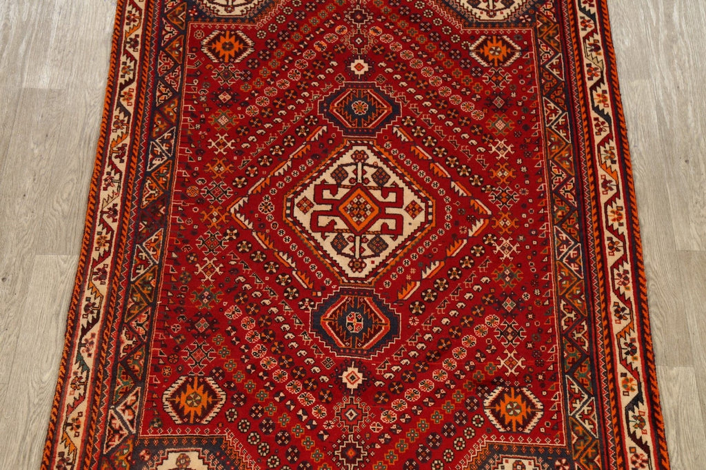 Vintage Geometric Red Shiraz Persian Area Rug 5x8