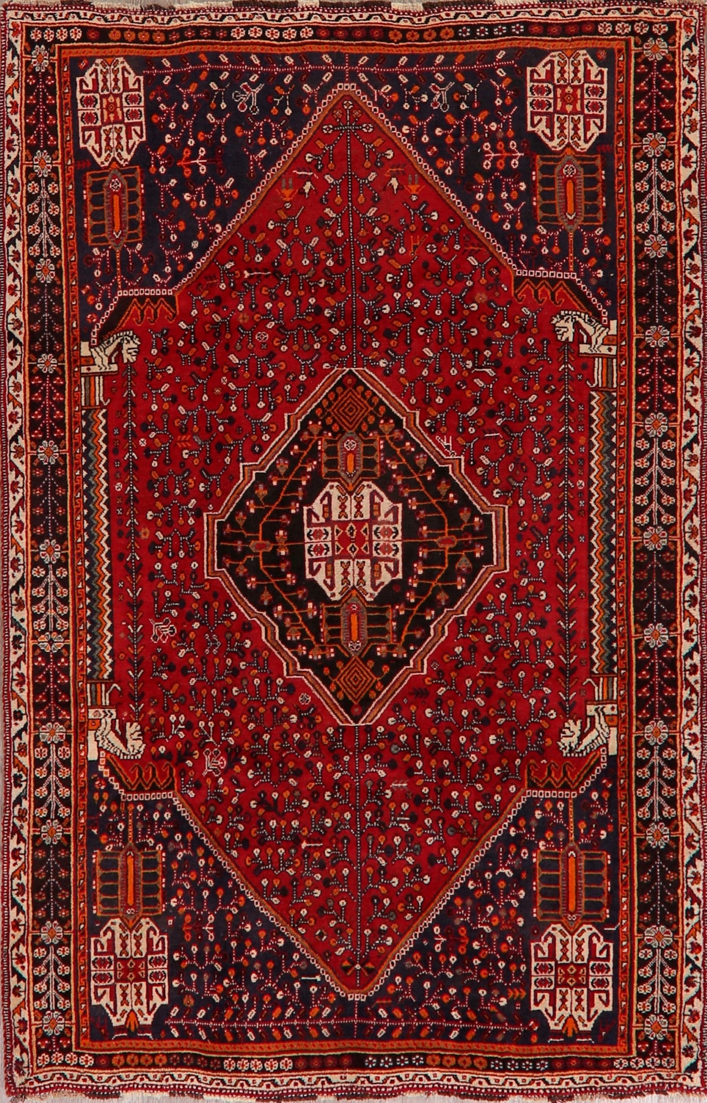 Vintage Geometric Kashkoli Persian Area Rug 5x8