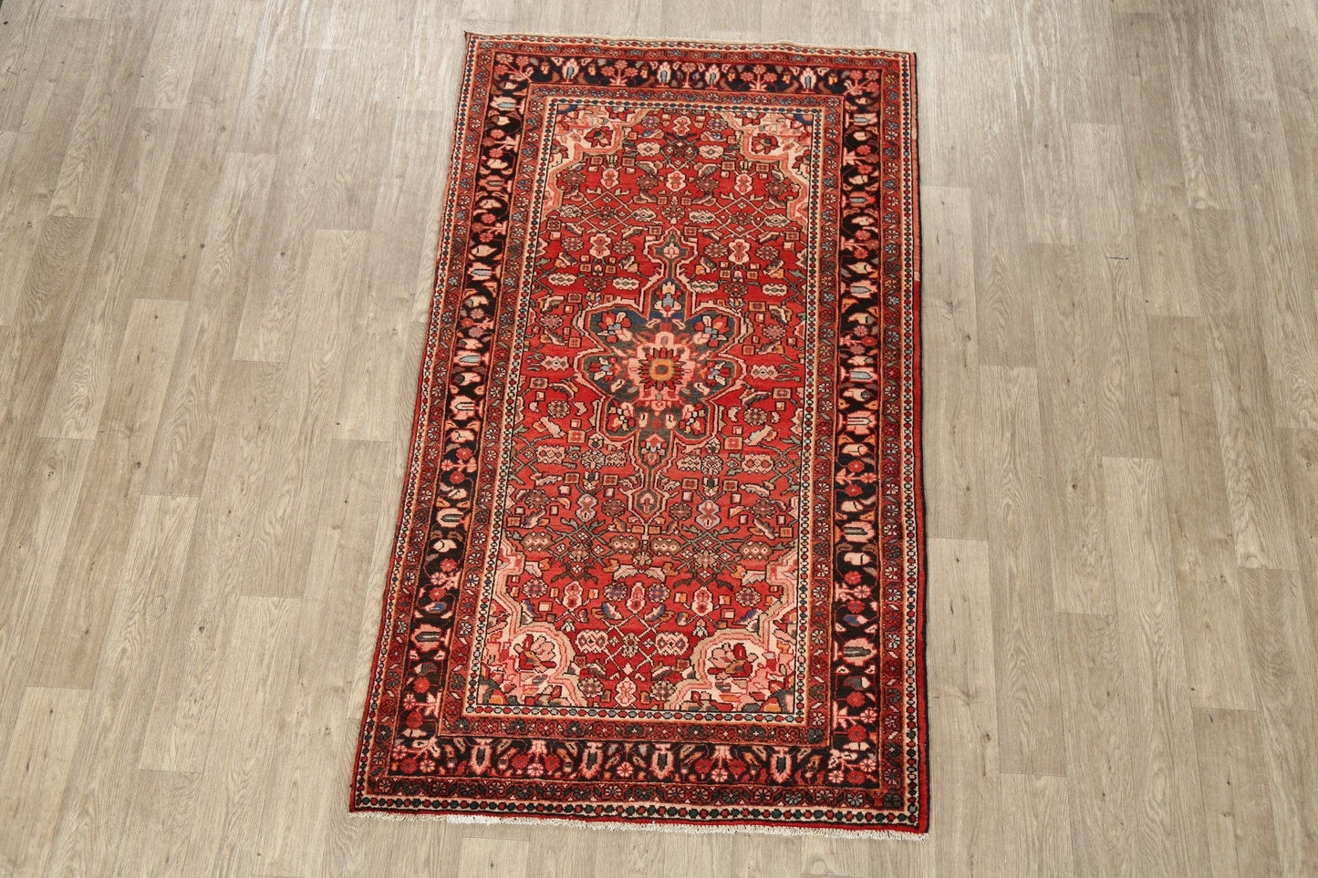 Geometric Red Mahal Persian Area Rug 4x7