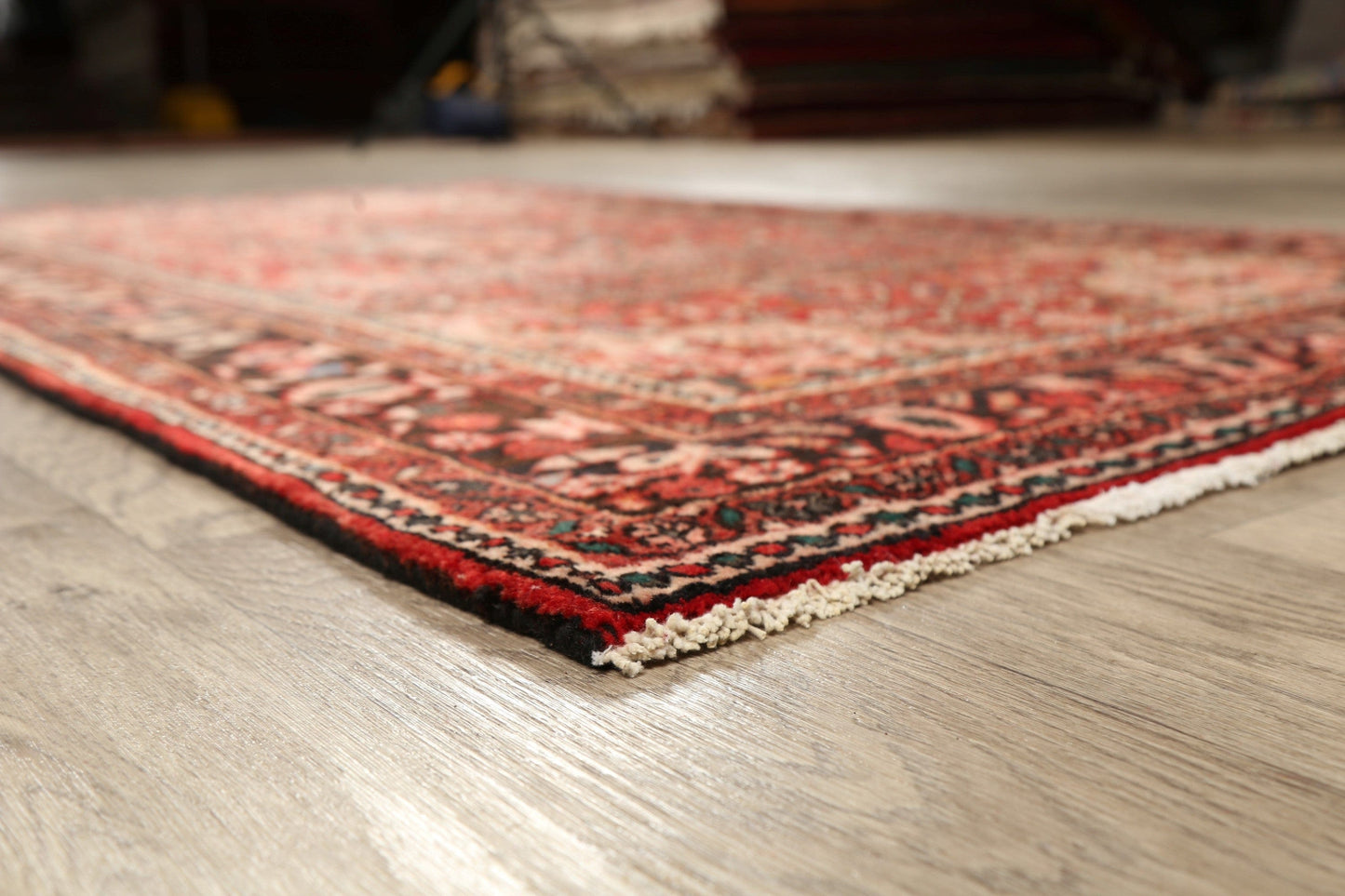 Geometric Red Mahal Persian Area Rug 4x7