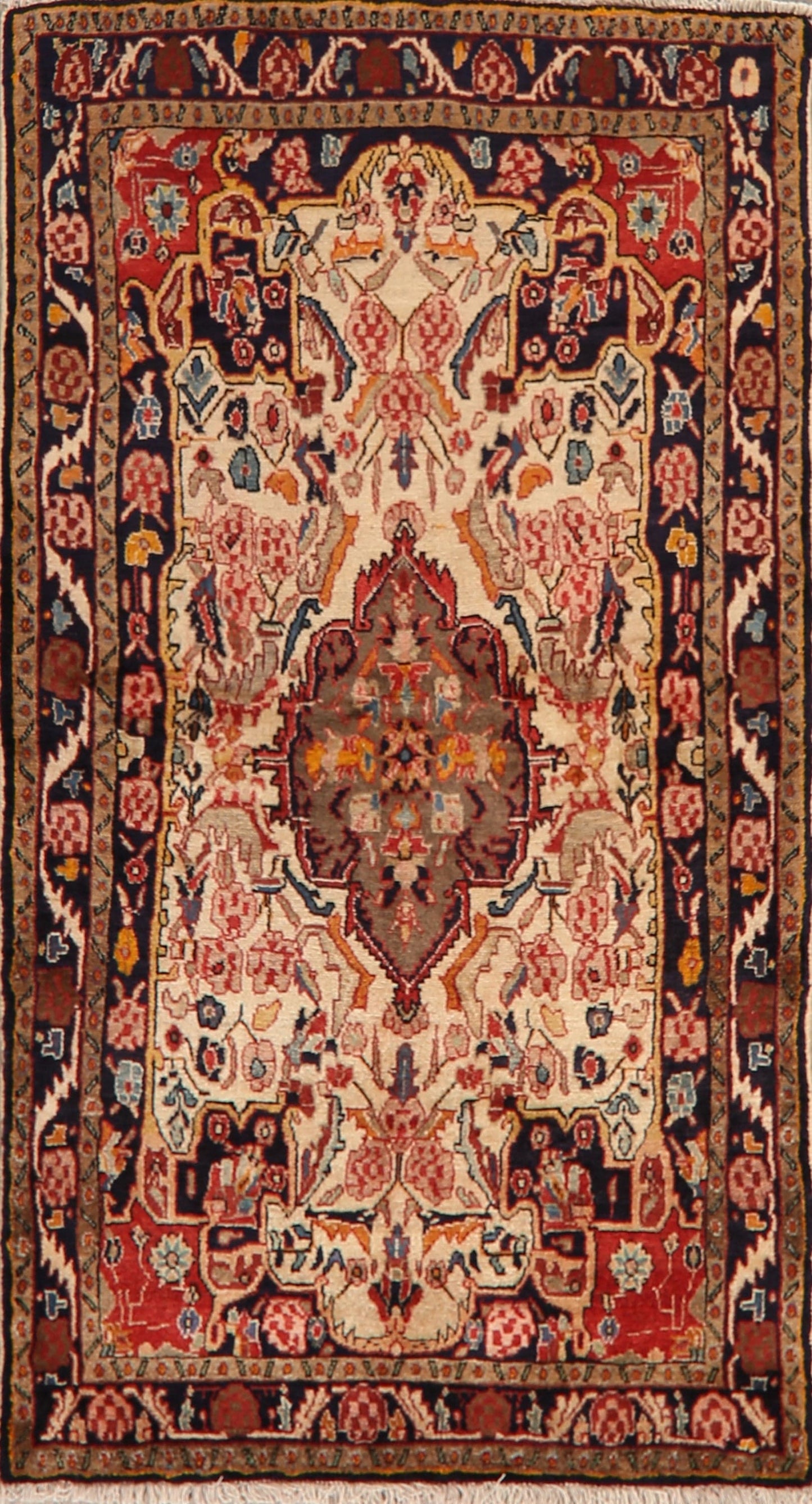 Geometric Ivory Malayer Persian Area Rug 3x6