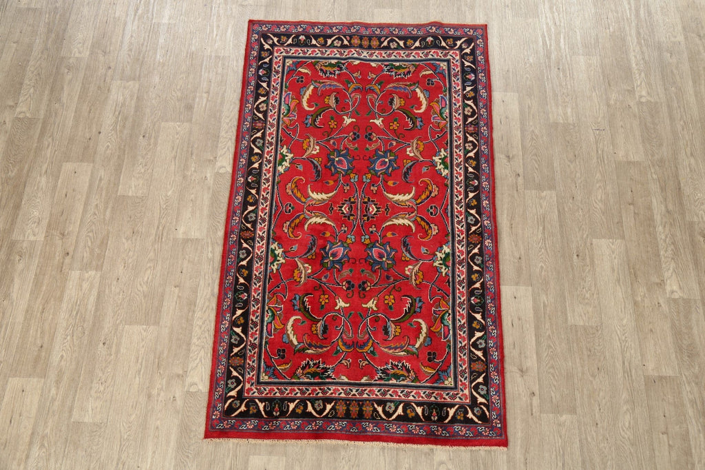 All-Over Red Floral Sultanabad Persian Area Rug 4x7