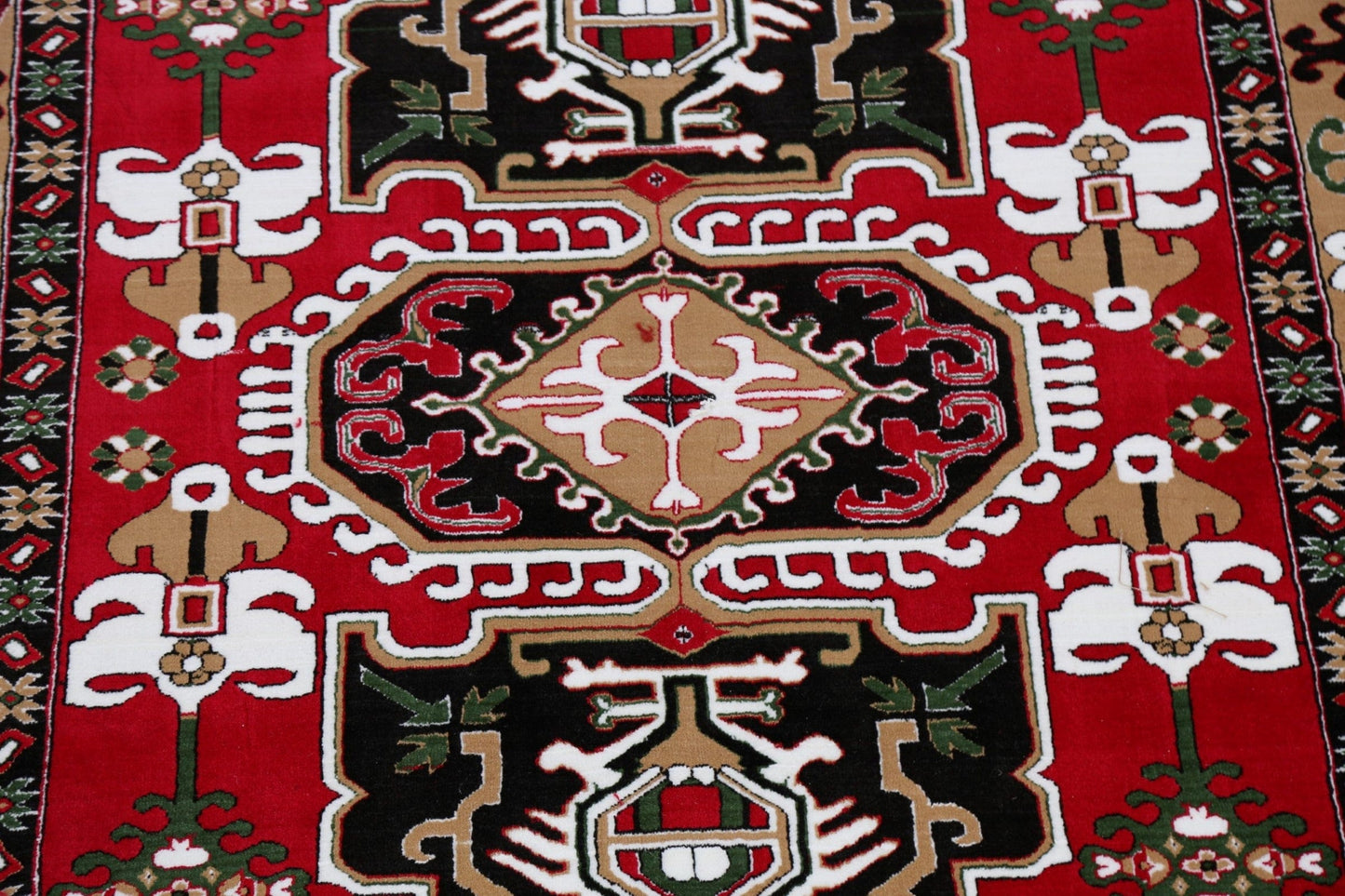 Geometric Kazak Turkish Red Area Rug 7x10