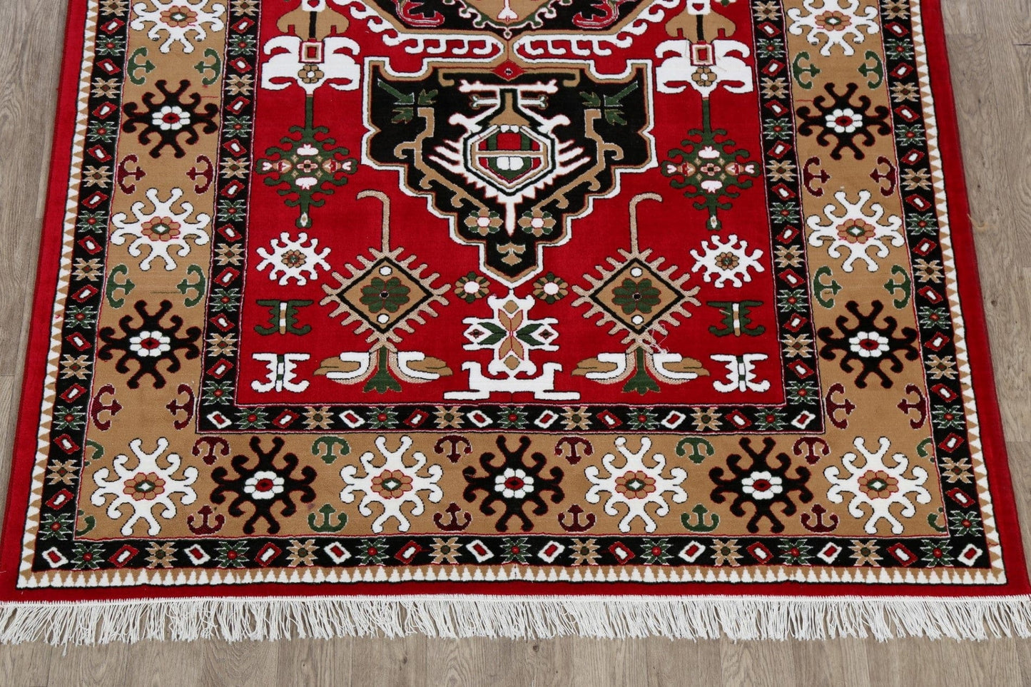 Geometric Kazak Turkish Red Area Rug 7x10