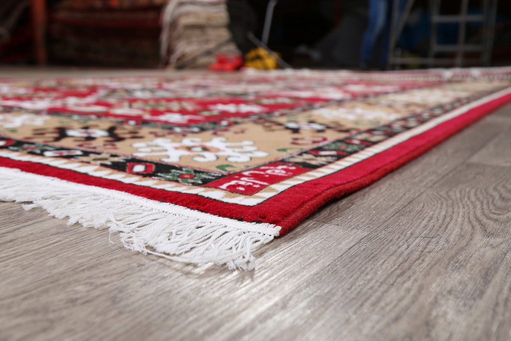 Geometric Kazak Turkish Red Area Rug 7x10