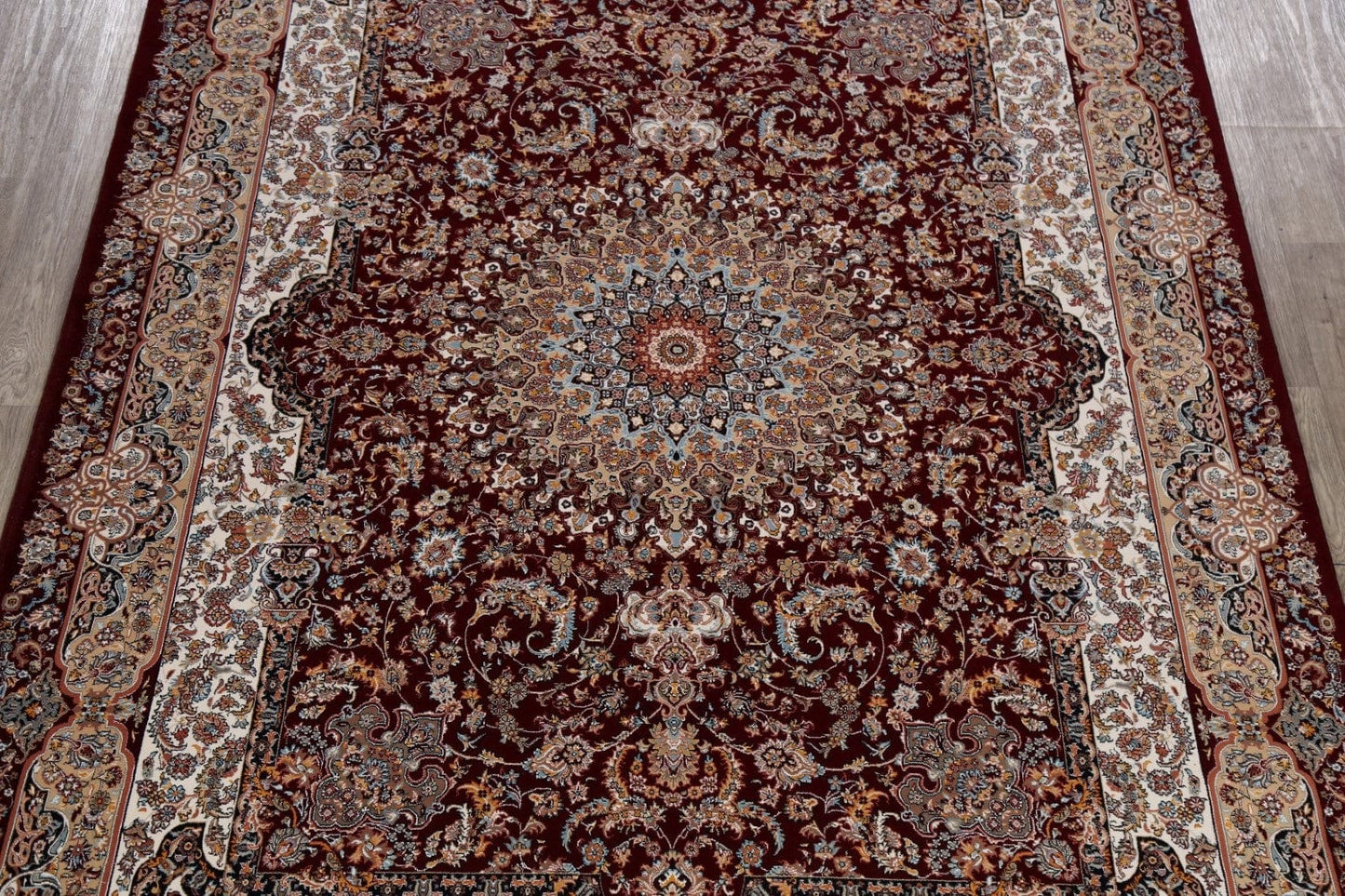 Burgundy Floral Tabriz Turkish Area Rug 8x11