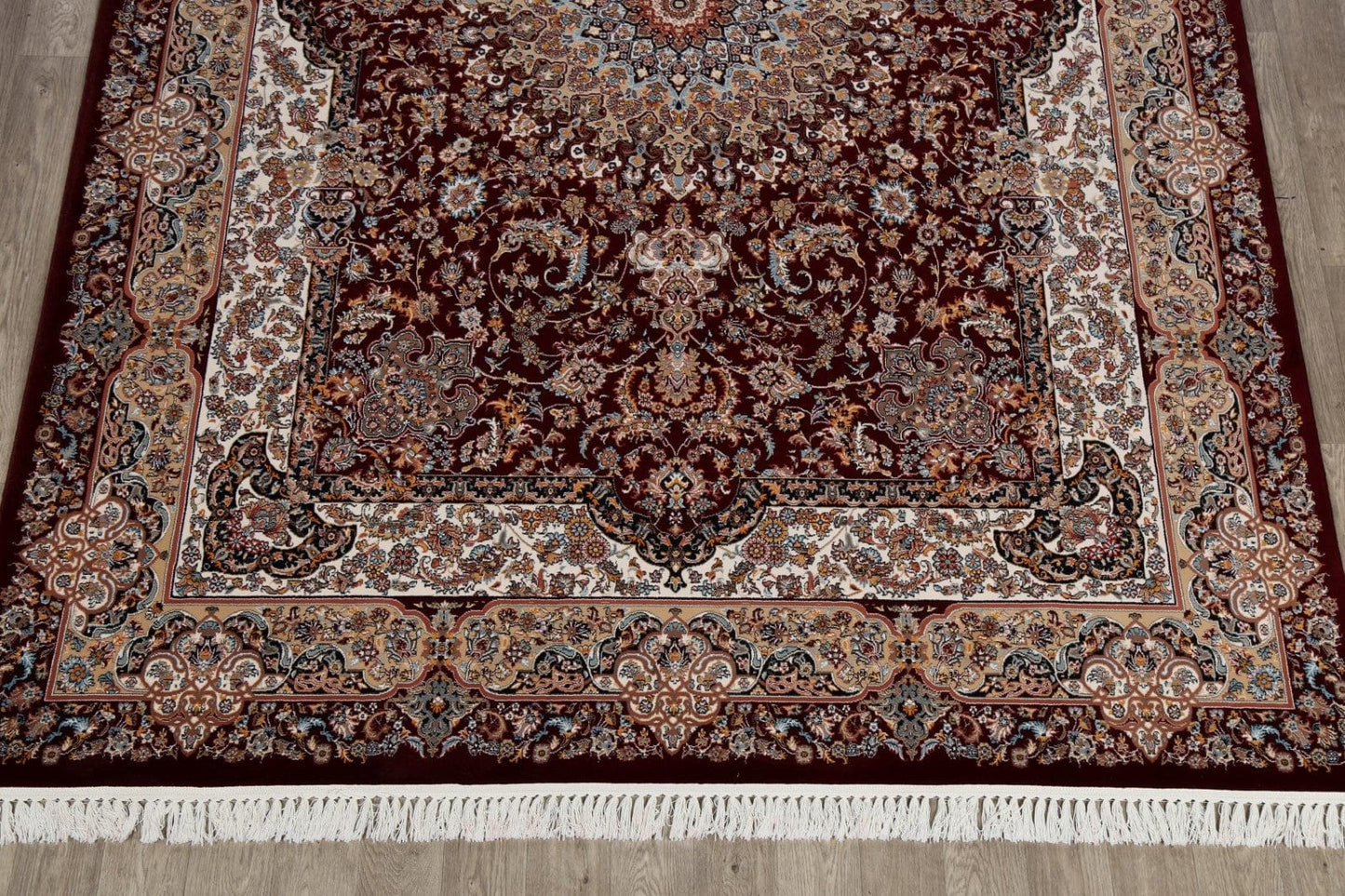 Burgundy Floral Tabriz Turkish Area Rug 8x11