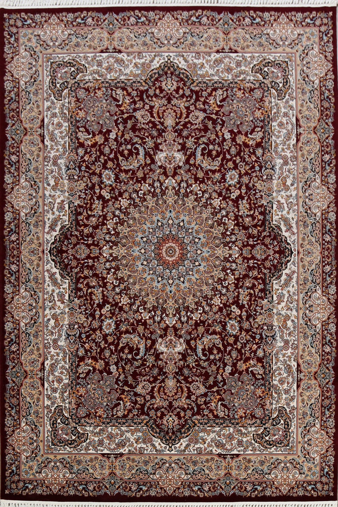 Burgundy Floral Tabriz Turkish Area Rug 8x11