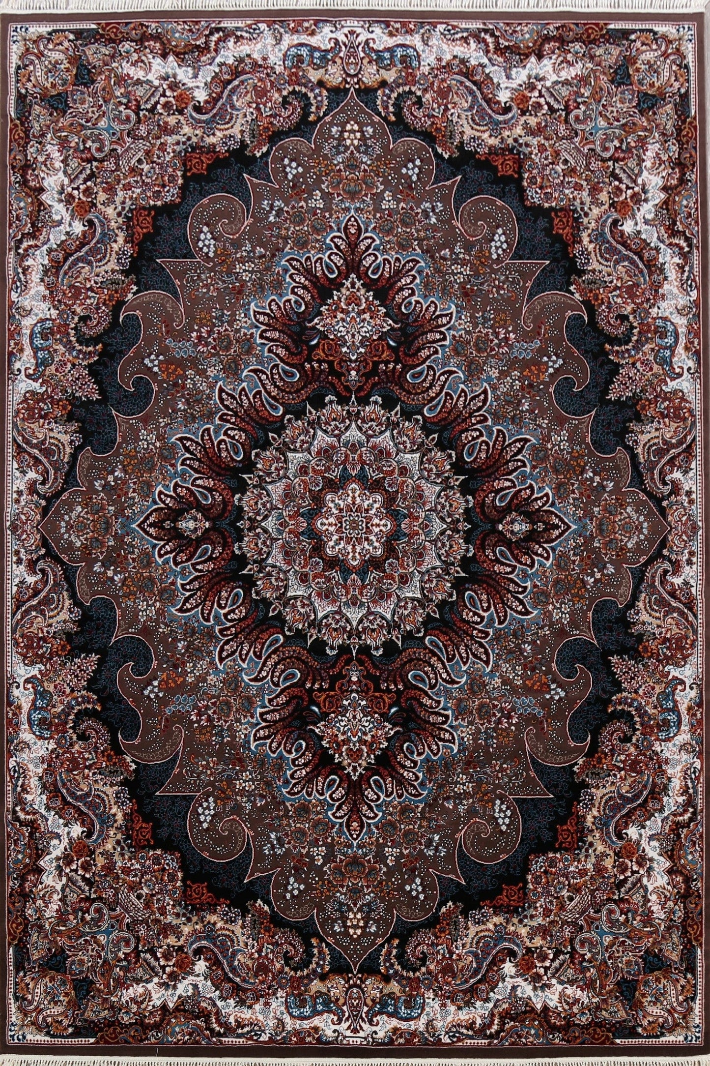 Brown Floral Tabriz Turkish Area Rug 8x12