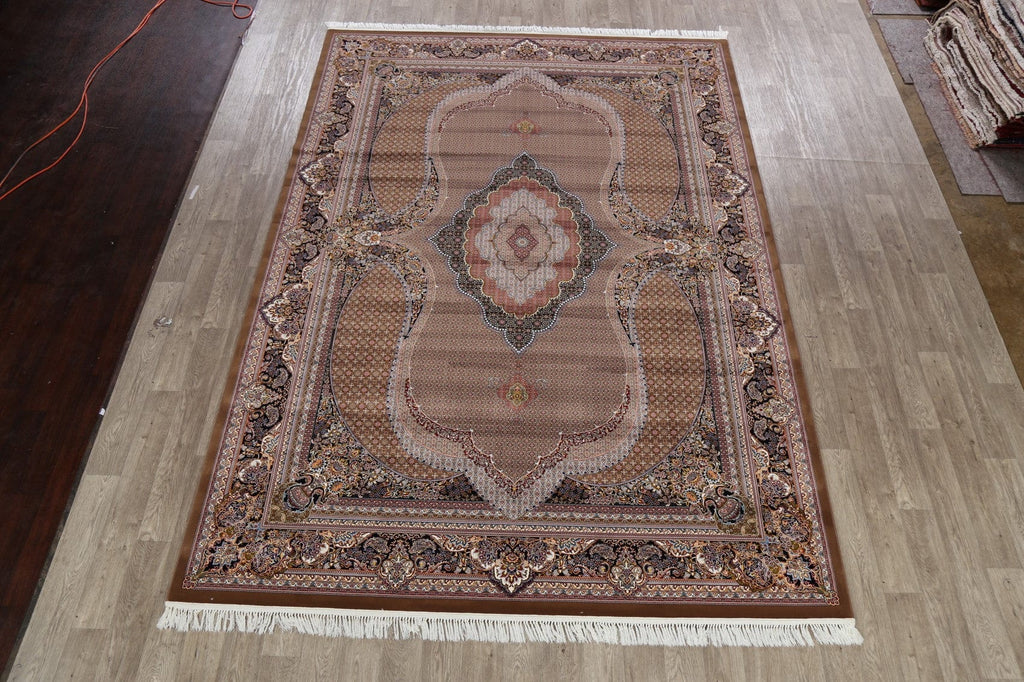 Brown Geometric Tabriz Turkish Area Rug 8x12