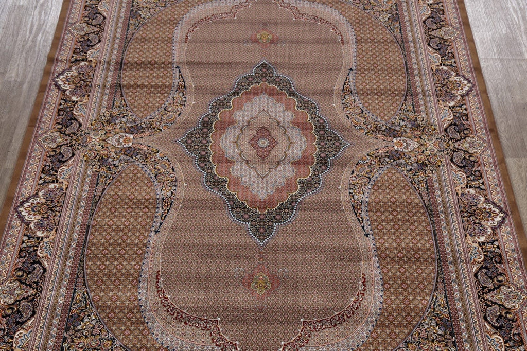 Brown Geometric Tabriz Turkish Area Rug 8x12