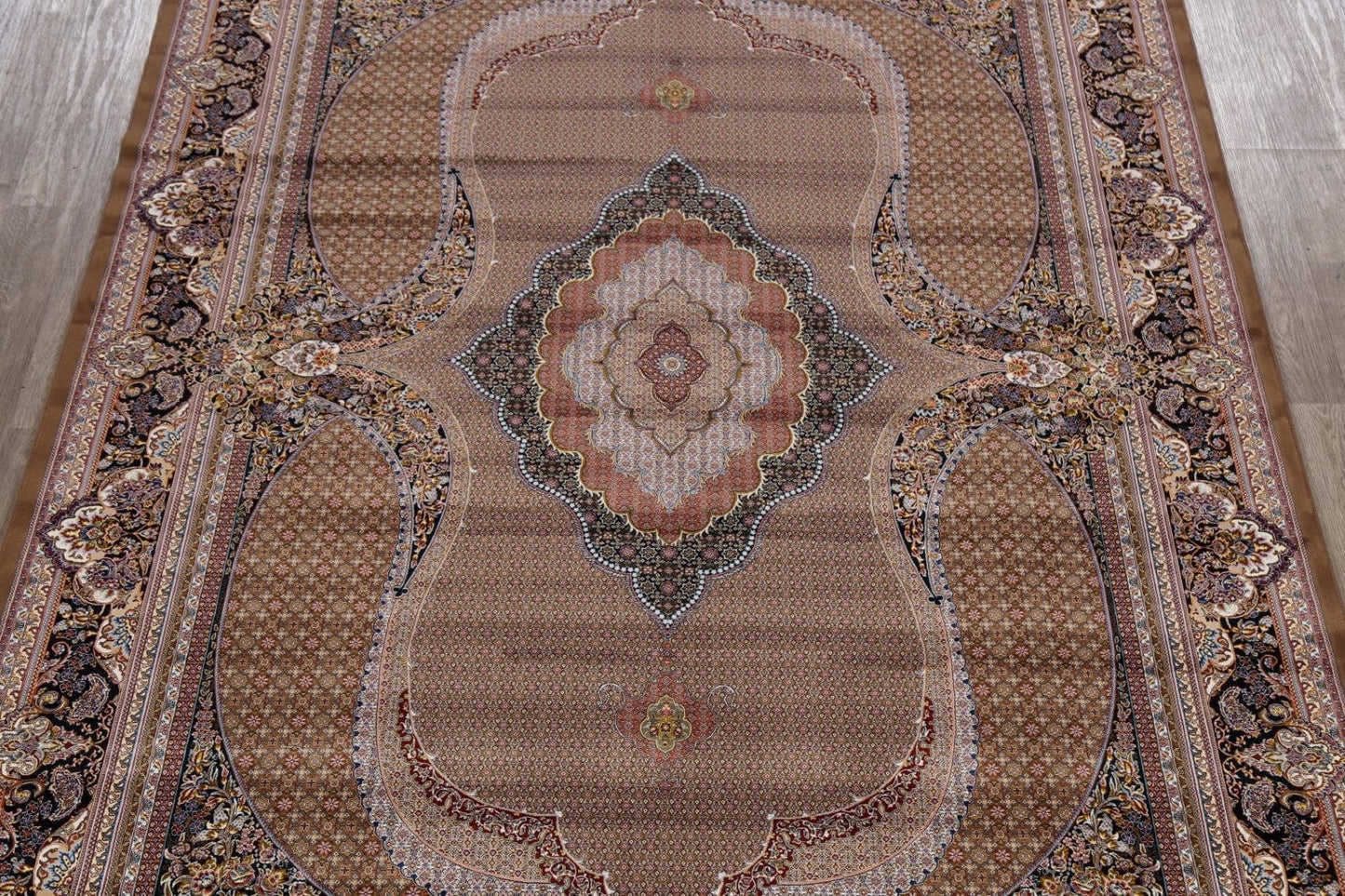 Brown Geometric Tabriz Turkish Area Rug 8x12