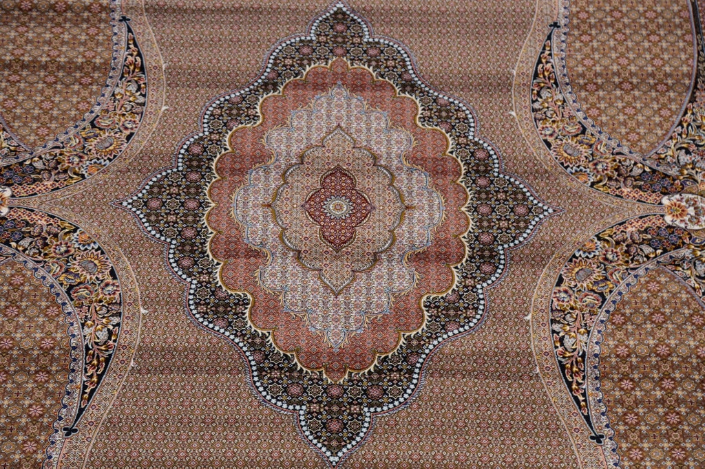 Brown Geometric Tabriz Turkish Area Rug 8x12