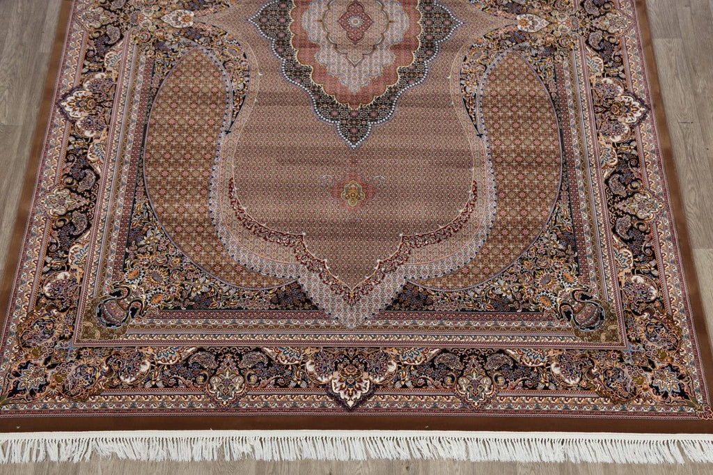 Brown Geometric Tabriz Turkish Area Rug 8x12