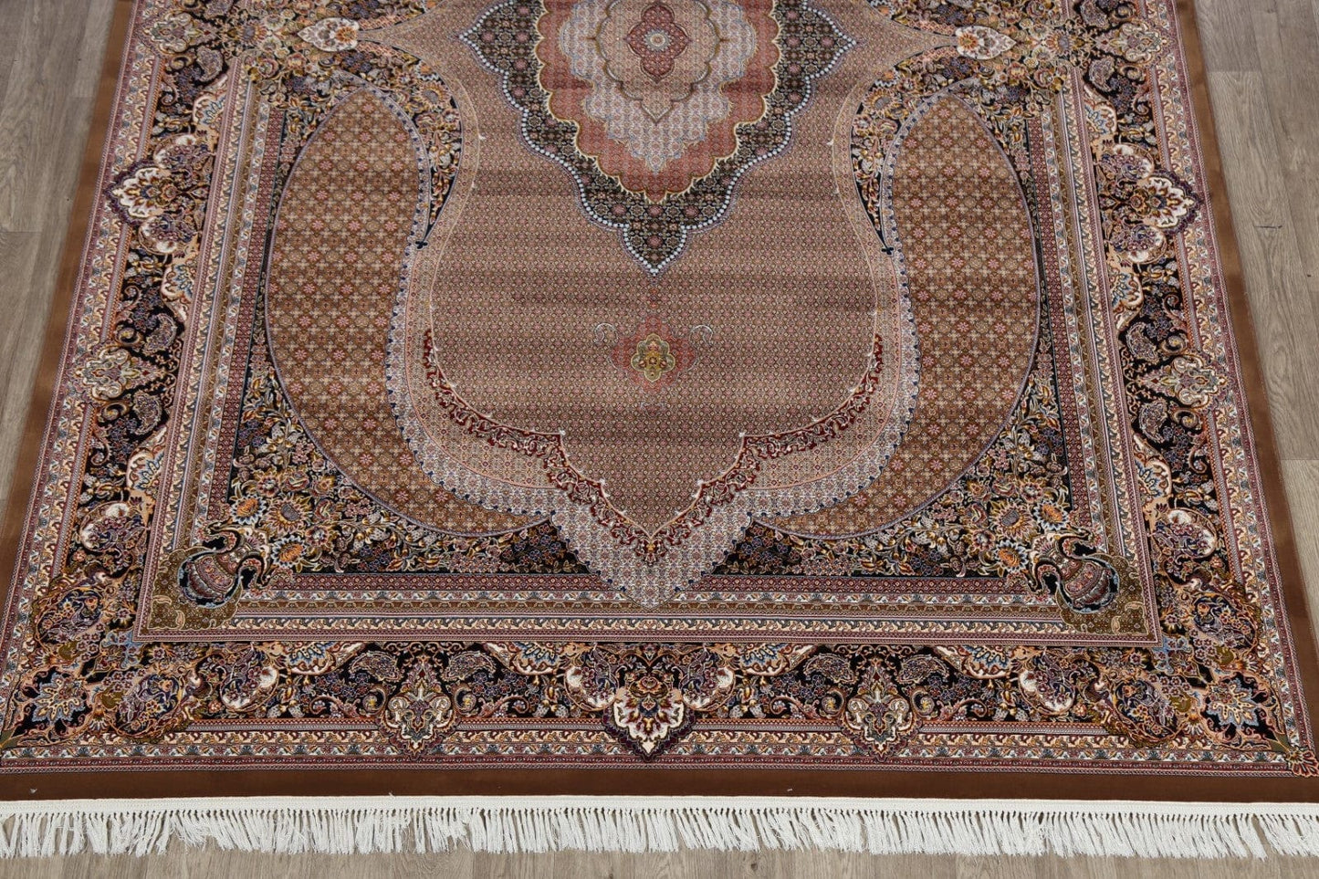 Brown Geometric Tabriz Turkish Area Rug 8x12