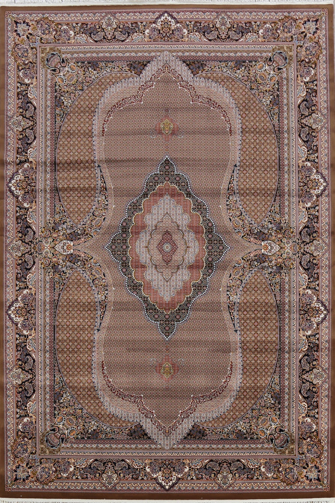 Brown Geometric Tabriz Turkish Area Rug 8x12