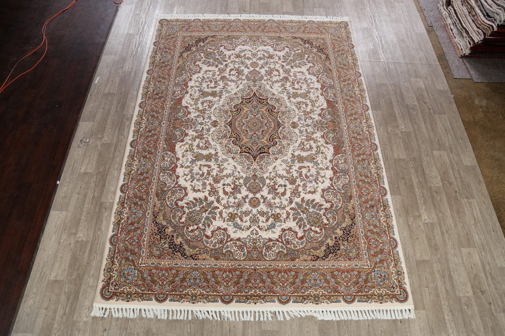 Ivory Floral Tabriz Turkish Area Rug 8x11