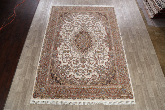 Ivory Floral Tabriz Turkish Area Rug 8x11