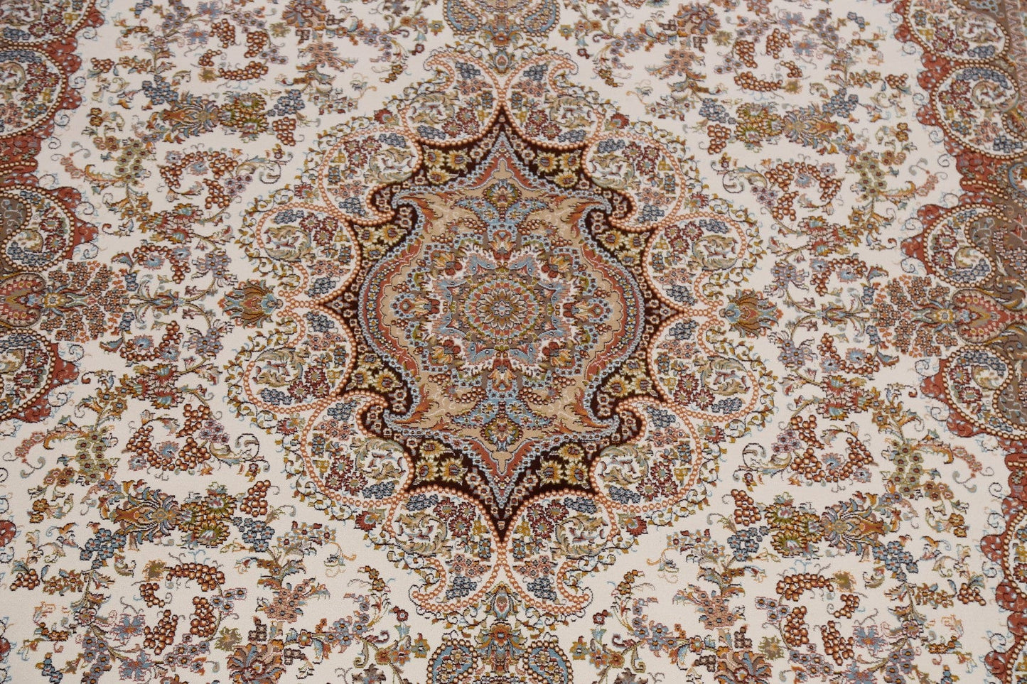 Ivory Floral Tabriz Turkish Area Rug 8x11