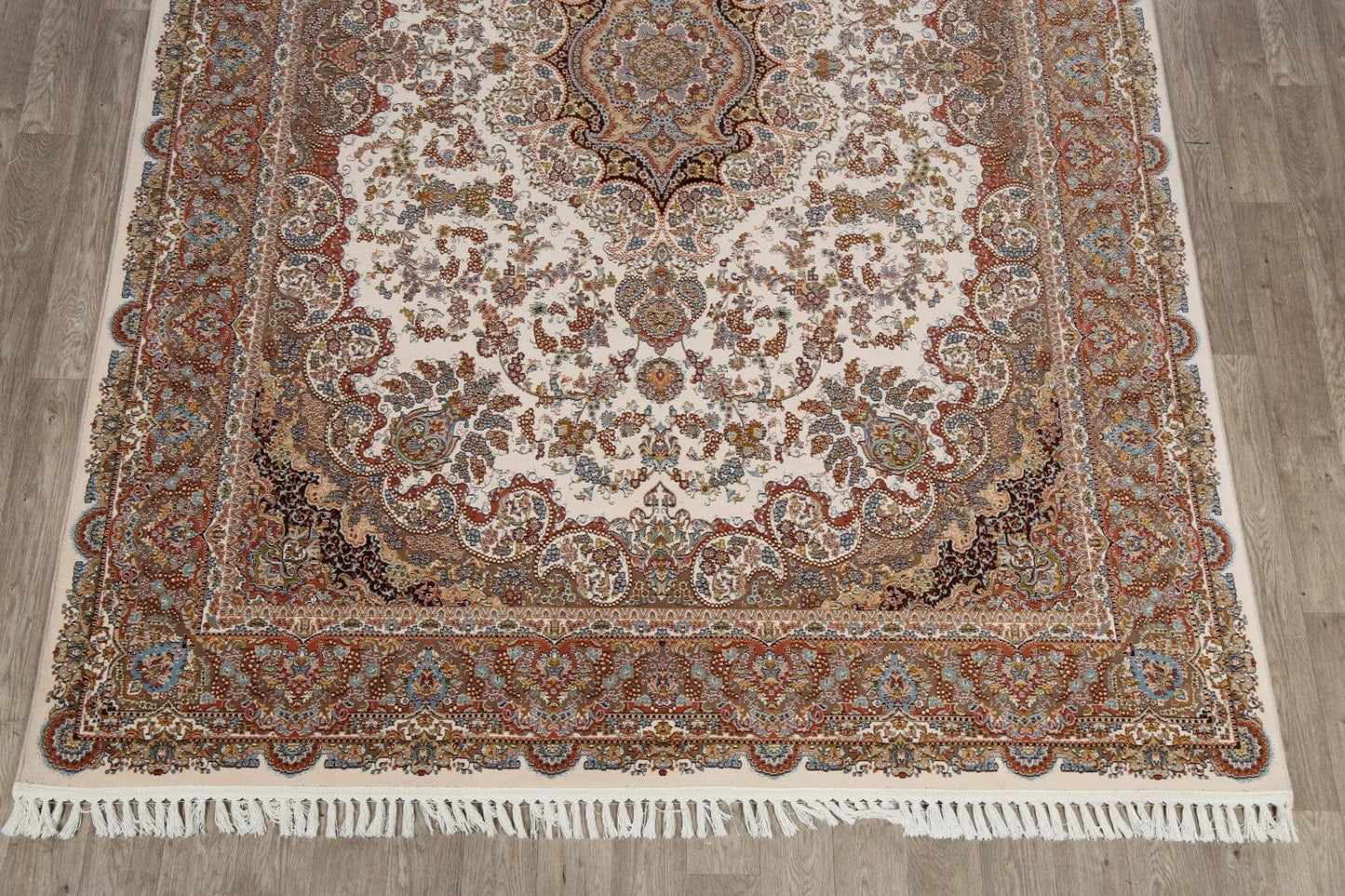 Ivory Floral Tabriz Turkish Area Rug 8x11