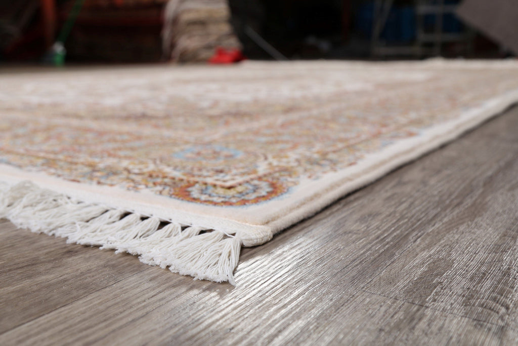 Ivory Floral Tabriz Turkish Area Rug 8x11