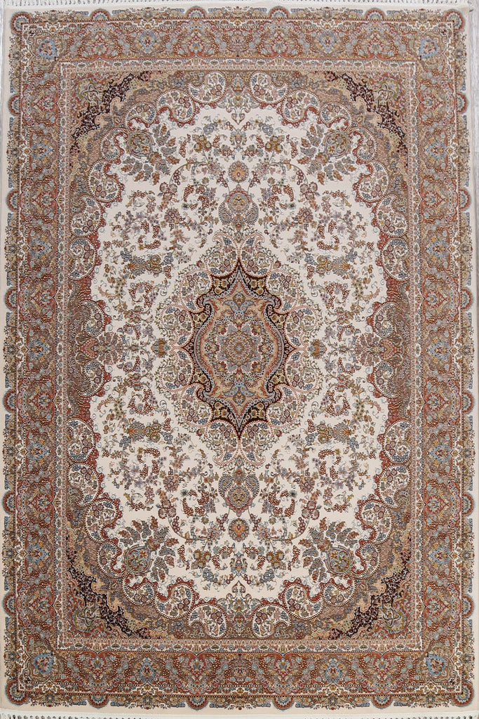 Ivory Floral Tabriz Turkish Area Rug 8x11