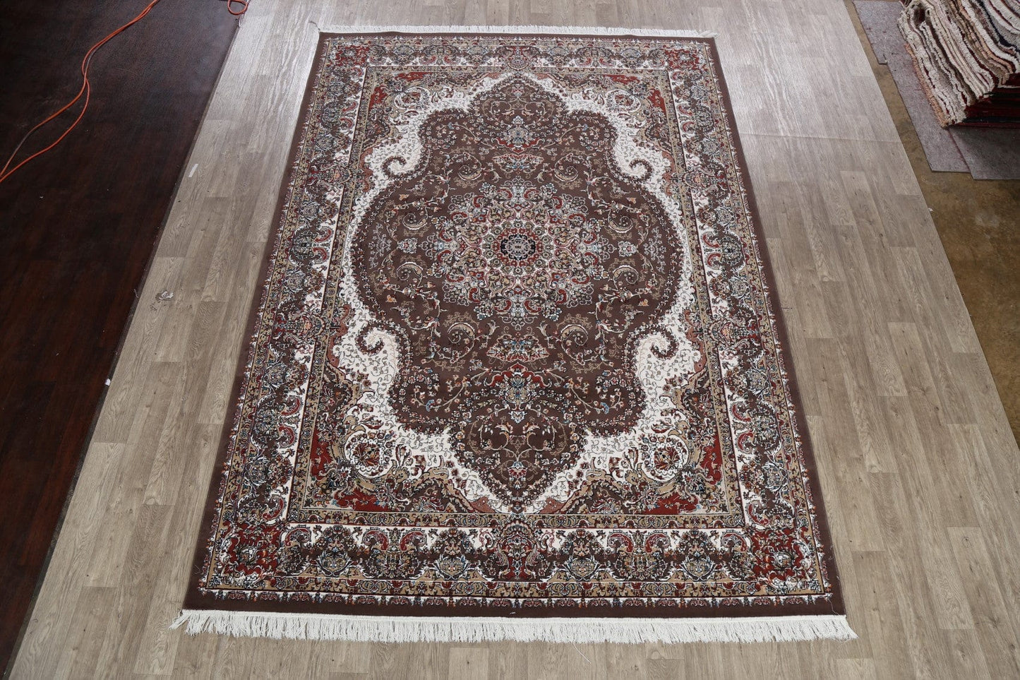 Brown Floral Tabriz Turkish Area Rug 8x11