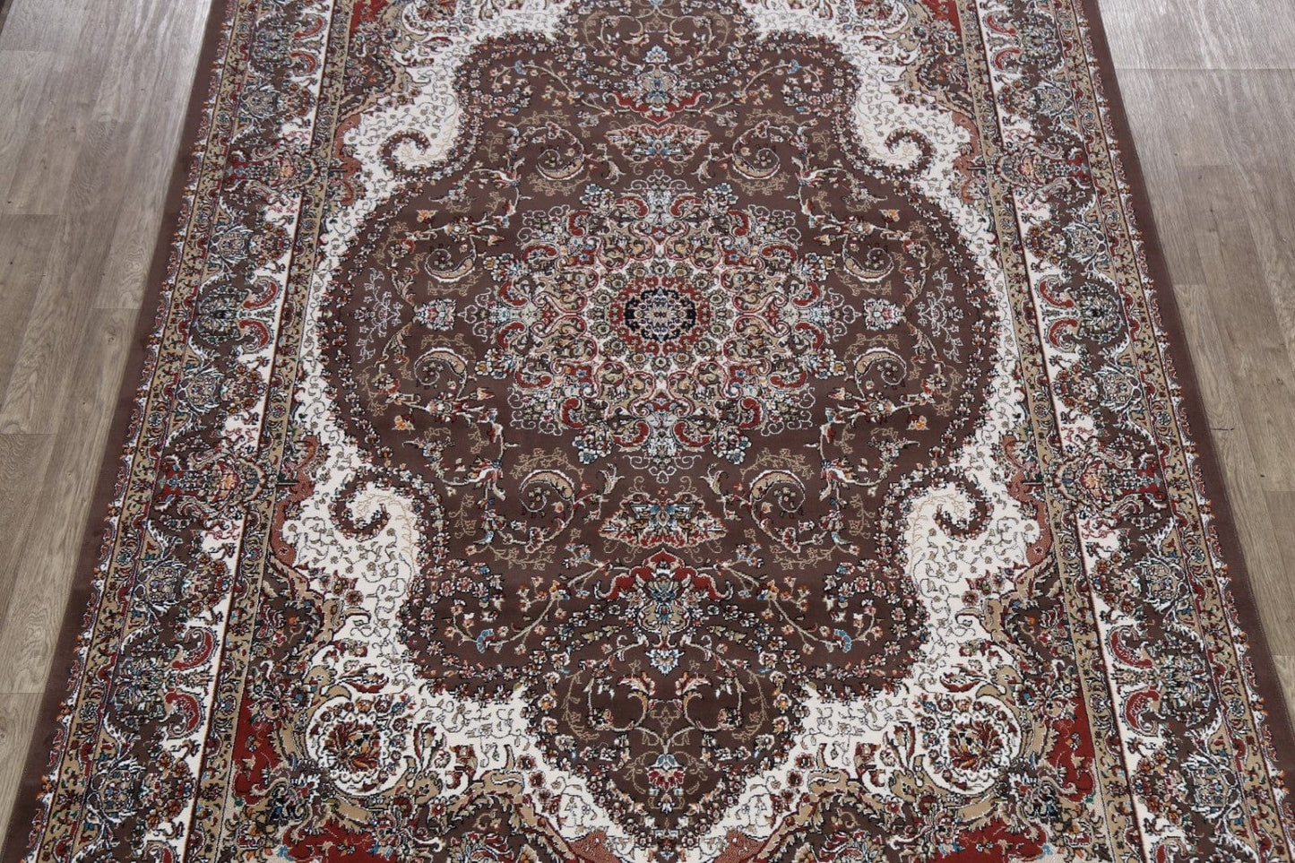 Brown Floral Tabriz Turkish Area Rug 8x11