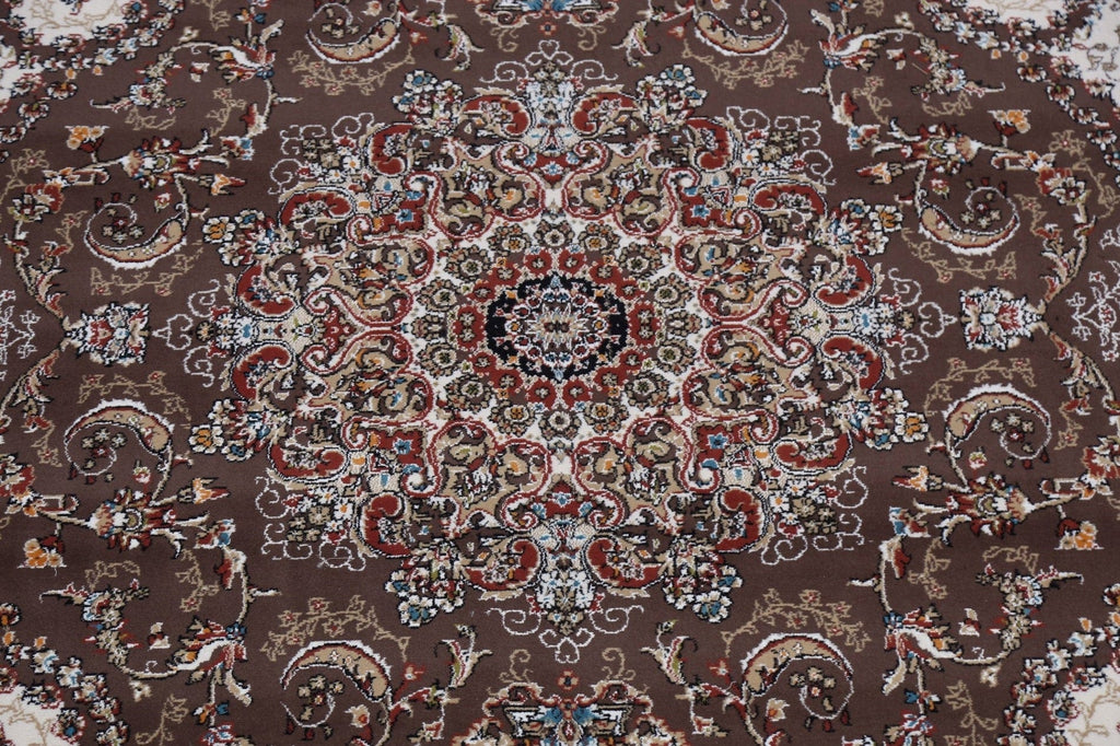 Brown Floral Tabriz Turkish Area Rug 8x11