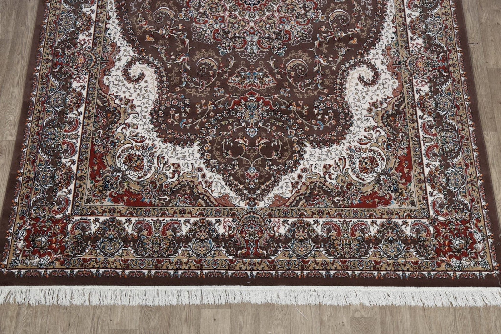 Brown Floral Tabriz Turkish Area Rug 8x11