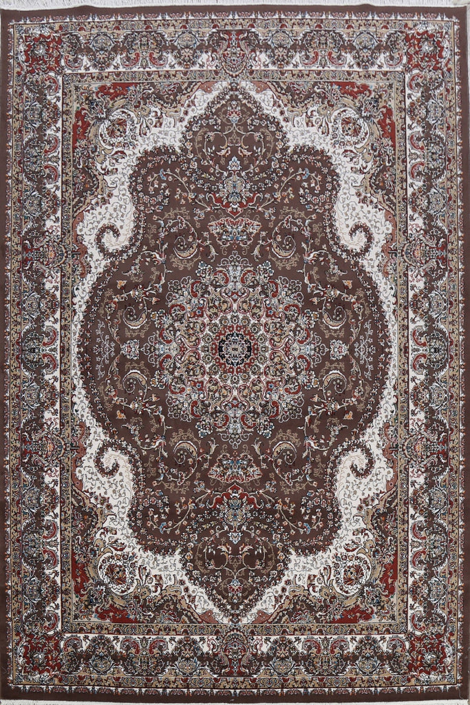 Brown Floral Tabriz Turkish Area Rug 8x11