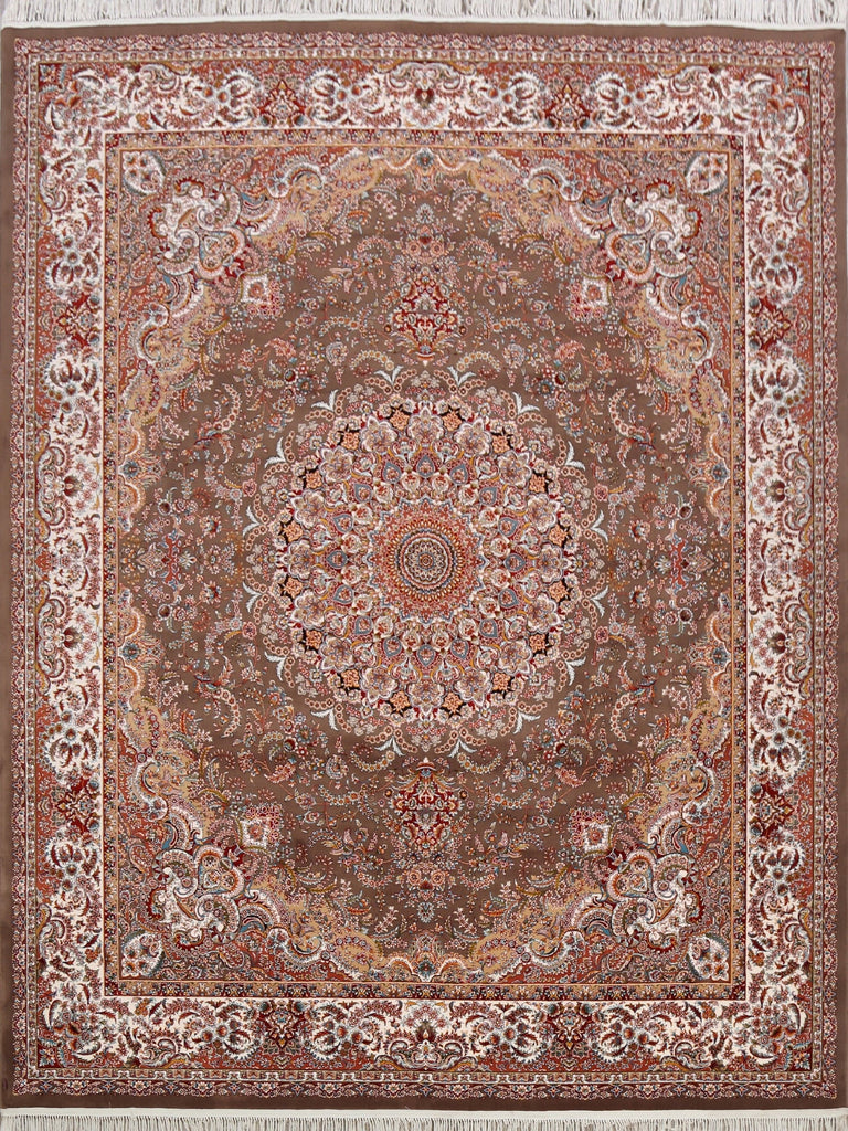 Floral Tabriz Turkish Brown Area Rug 8x10