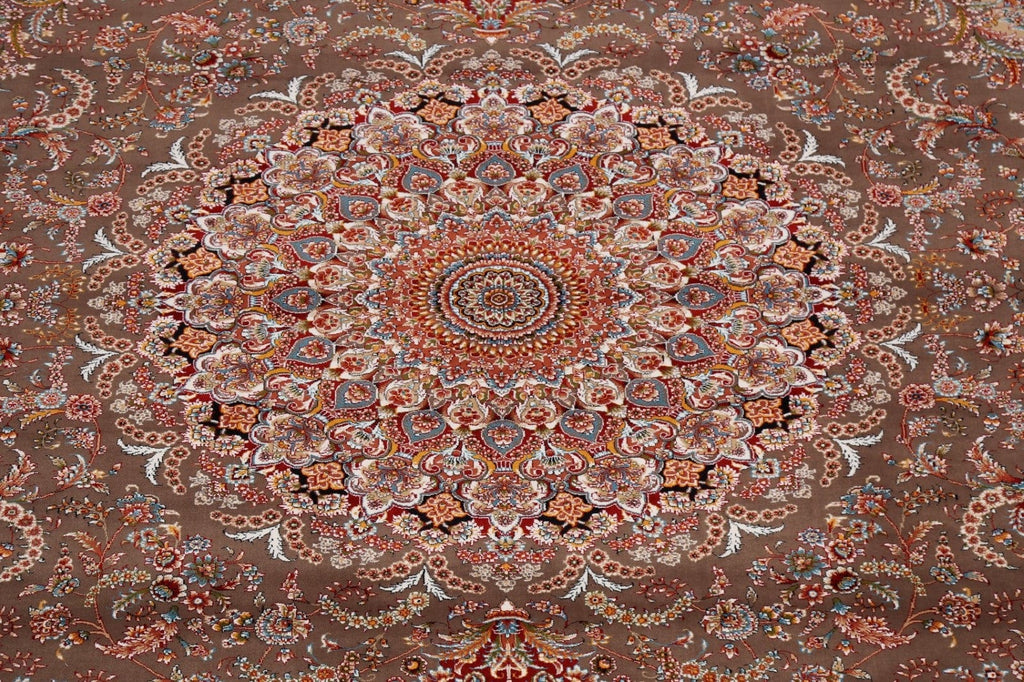 Floral Tabriz Turkish Brown Area Rug 8x10