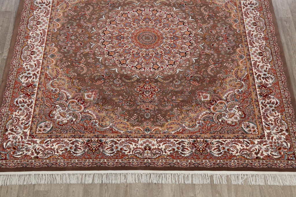 Floral Tabriz Turkish Brown Area Rug 8x10