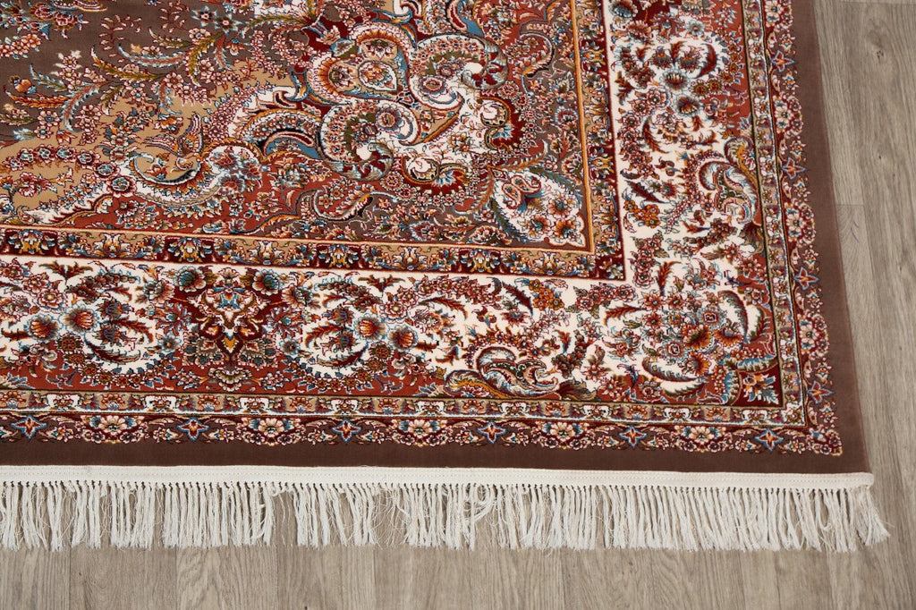 Floral Tabriz Turkish Brown Area Rug 8x10