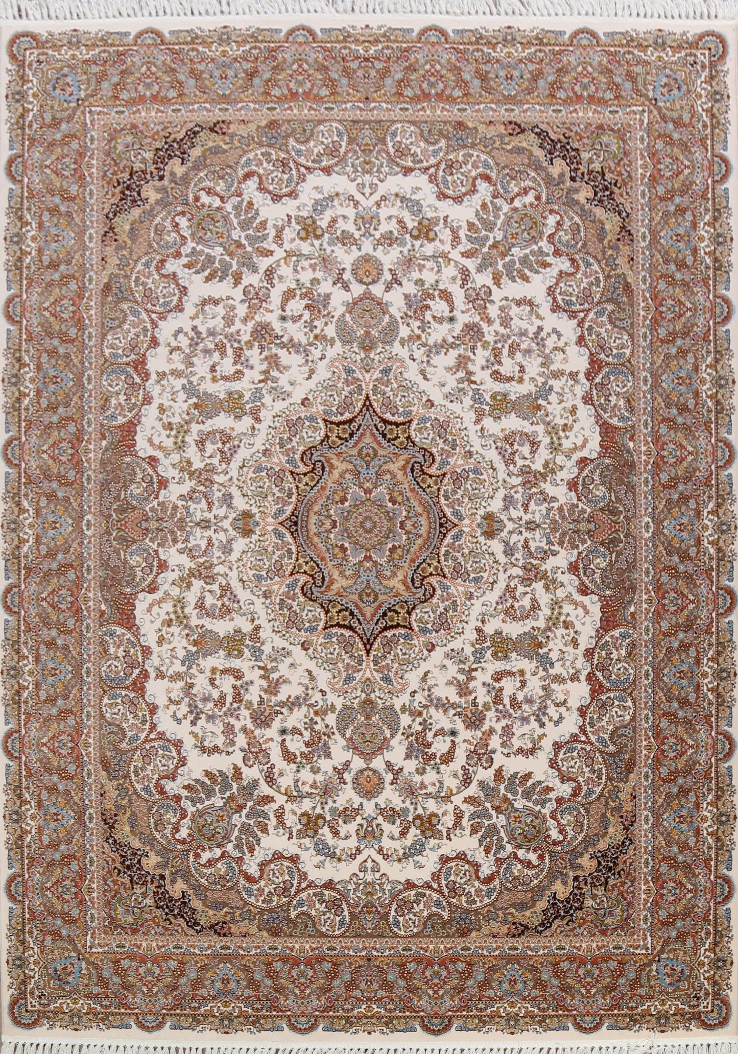 Floral Tabriz Turkish Ivory Area Rug 8x11