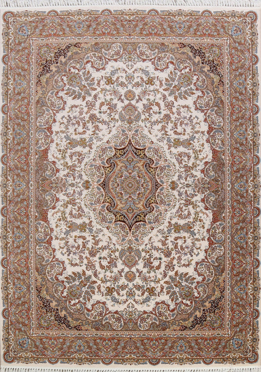 Floral Tabriz Turkish Ivory Area Rug 8x11