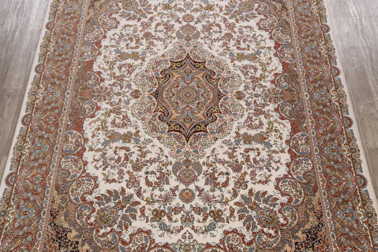 Floral Tabriz Turkish Ivory Area Rug 8x11