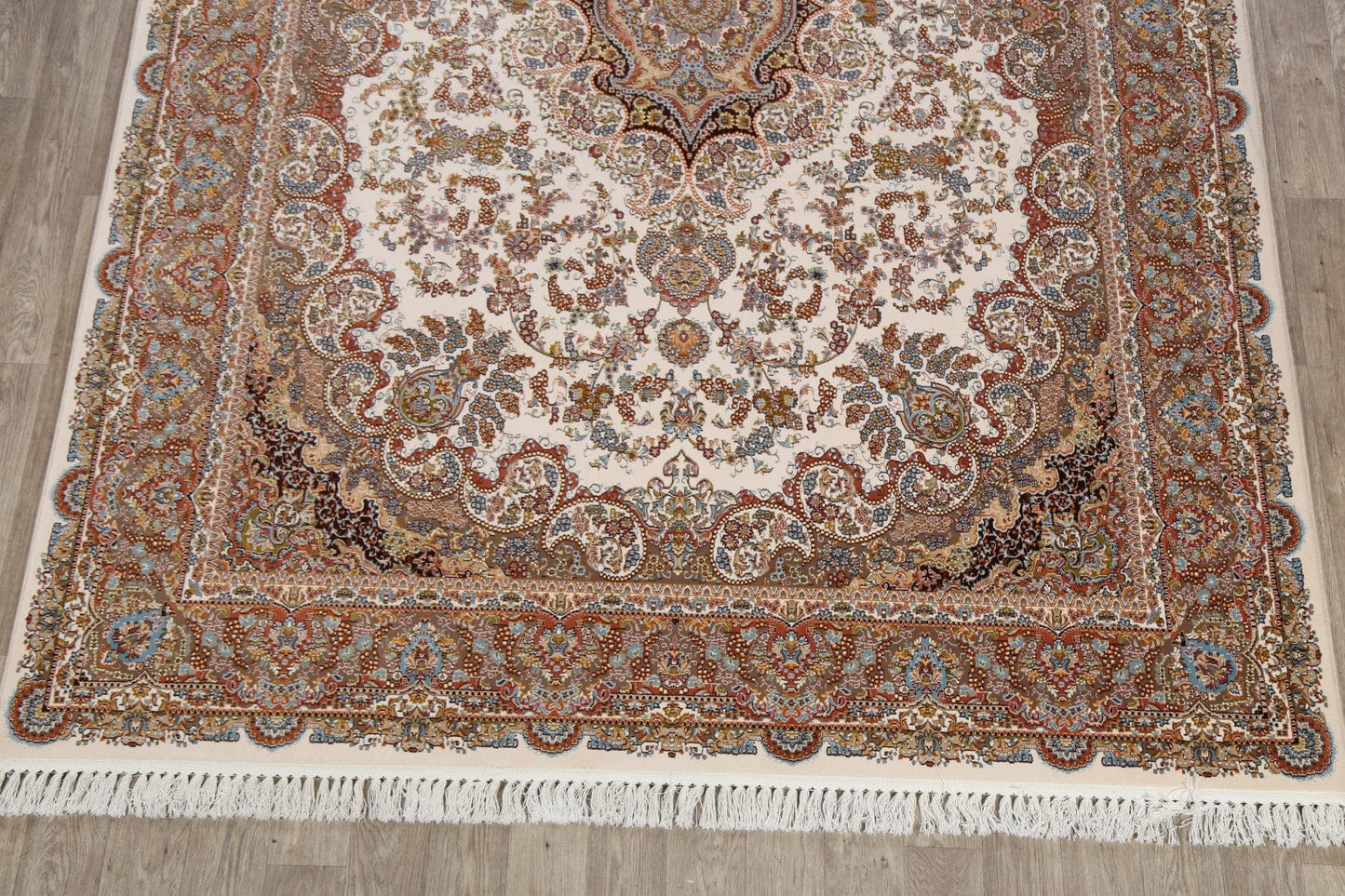 Floral Tabriz Turkish Ivory Area Rug 8x11