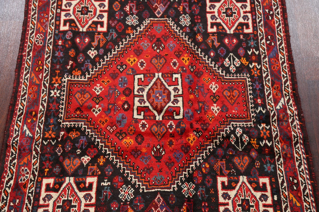 Vintage Tribal Geometric Shiraz Persian Area Rug 4x5