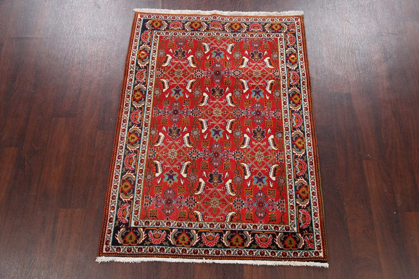 Vintage Geometric Red Kashkoli Persian Area Rug 3x5