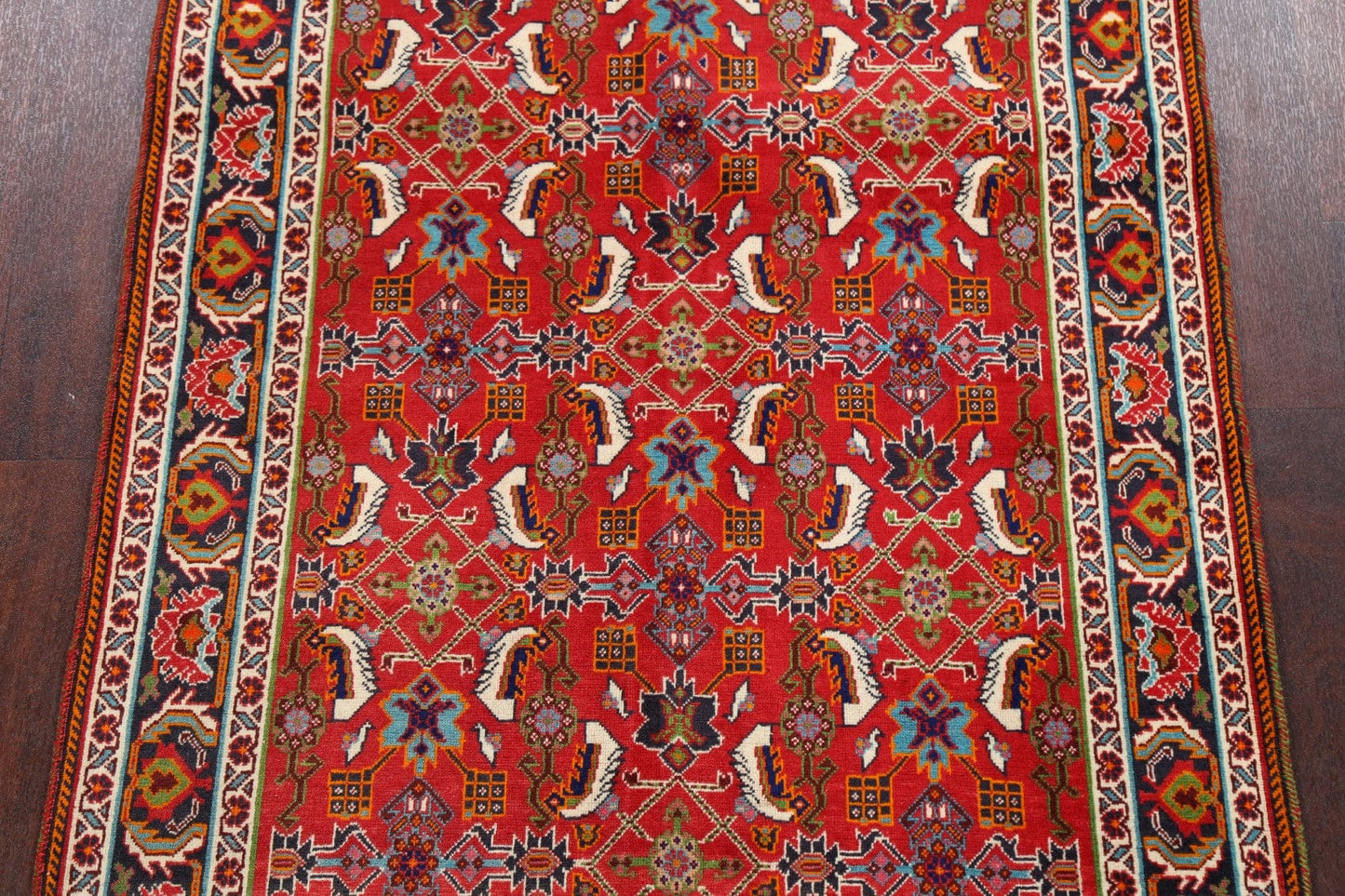 Vintage Geometric Red Kashkoli Persian Area Rug 3x5