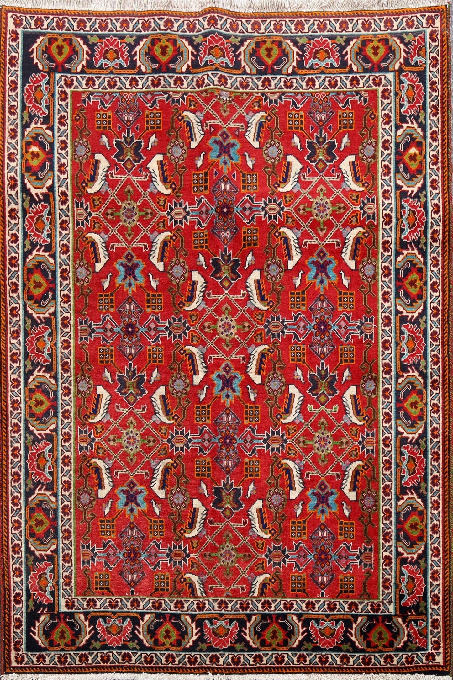 Vintage Geometric Red Kashkoli Persian Area Rug 3x5