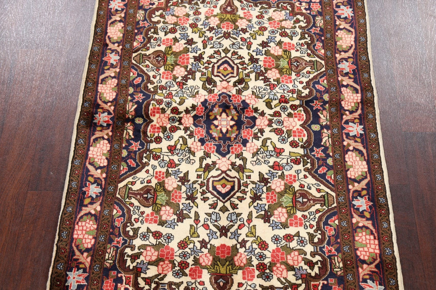 Floral Ivory Bidjar Persian Area Rug 4x5