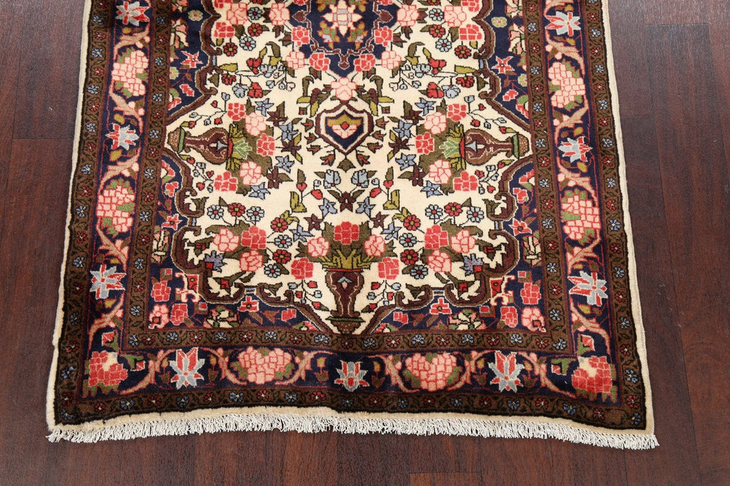 Floral Ivory Bidjar Persian Area Rug 4x5