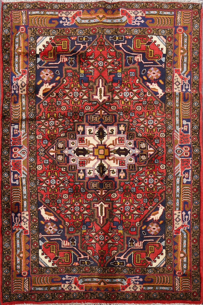 Geometric Red Hamedan Persian Area Rug 3x5